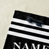 Serviette De Plage Nom personnalisé nautique Ancre noire avec corde (En situation)
