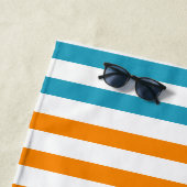 Serviette De Plage Nom personnalisé Orange Bleu Bleu Multi Bande (En situation)