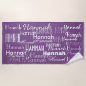 Serviette De Plage Nom personnalisé par pourpre (Devant)