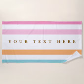 Serviette De Plage Nom personnalisé Pastel Striped - Été personnalisé (Devant)