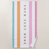 Serviette De Plage Nom personnalisé Pastel Striped - Été personnalisé (Devant)