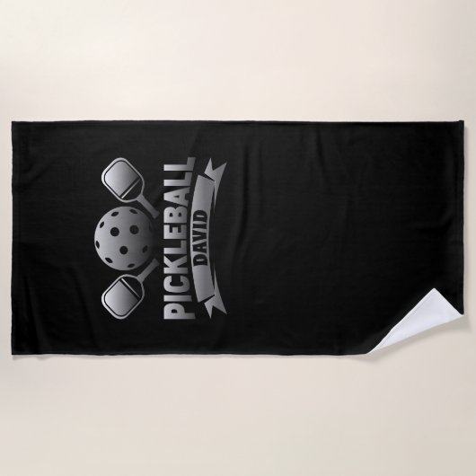 Serviette De Plage Nom personnalisé Pickleball (Devant)