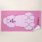 Serviette De Plage Nom personnalisé Poodle rose (Devant)
