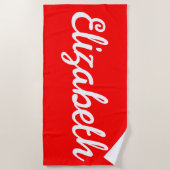 Serviette De Plage Nom personnalisé Pool de vacances Anniversaire per (Devant)