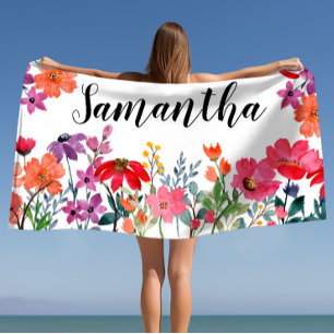 Serviette De Plage Nom personnalisé pour femmes Fille
