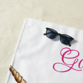 Serviette De Plage Nom personnalisé Rainbow Unicorn (En situation)