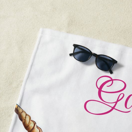 Serviette De Plage Nom personnalisé Rainbow Unicorn (En situation)