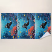 Serviette De Plage Nom personnalisé Scuba Diver (Devant)