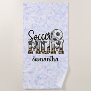 Serviette De Plage Nom personnalisé Soccer Maman   Fête des mères