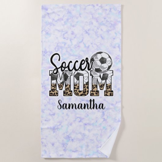Serviette De Plage Nom personnalisé Soccer Maman | Fête des mères (Devant)
