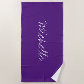 Serviette De Plage Nom personnalisé Solid Purple (Devant)