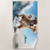 Serviette De Plage Nom personnalisé Surfing Chien (Devant)
