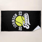 Serviette De Plage NOM Personnalisé Tennis Lecteur Racket Ball Court (Devant)