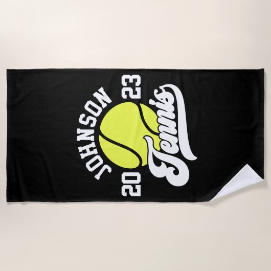 Serviette De Plage NOM Personnalisé Tennis Lecteur Racket Ball Court (Devant)