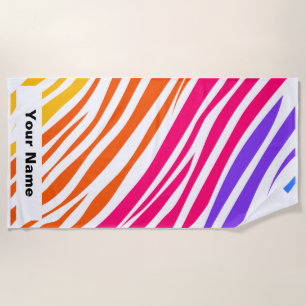 Serviette De Plage Nom personnalisé Tiger Poster de animal Motif été