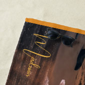 Serviette De Plage Nom personnalisé Tropical Beach Sunset (En situation)