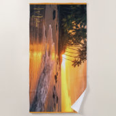 Serviette De Plage Nom personnalisé Tropical Beach Sunset (Devant)