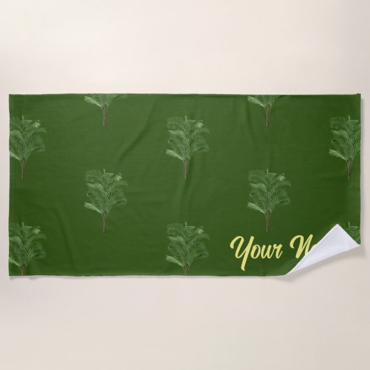 Serviette De Plage Nom personnalisé TROPICAL Hawaii Palm Tree (Devant)