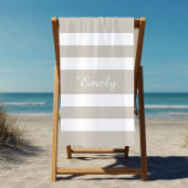 Serviette De Plage Nom rayé taupe moderne