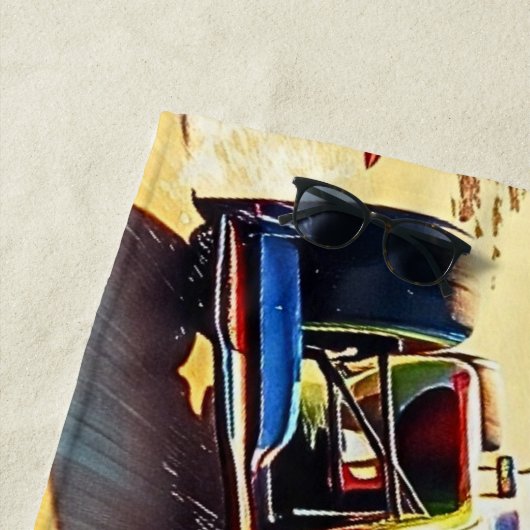 Serviette De Plage Nom, Red Blue Racing Cars sur le sable (En situation)