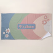 Serviette De Plage Nom Retro Pastel (Devant)