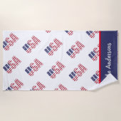 Serviette De Plage Nom, USA American Flag Stars & Stripes, Pool - (Devant)