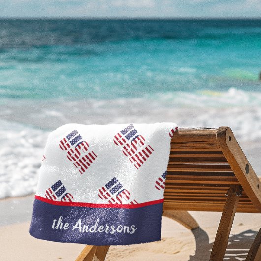 Serviette De Plage Nom, USA American Flag Stars & Stripes, Pool -