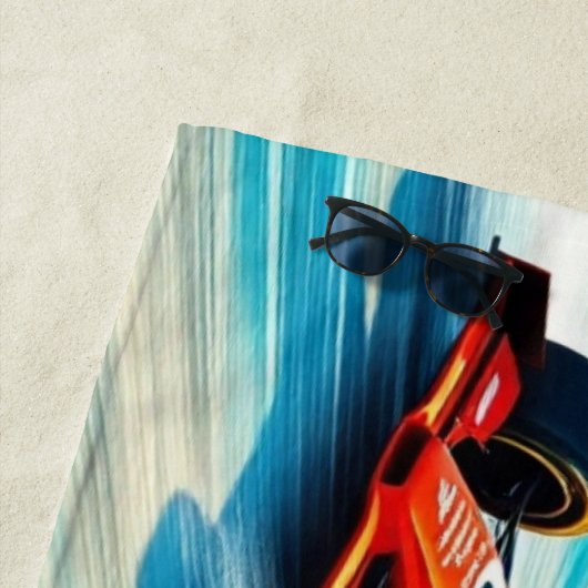 Serviette De Plage Nom, Voitures de course sur le sable (En situation)