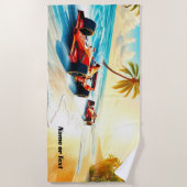 Serviette De Plage Nom, Voitures de course sur le sable (Devant)