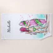 Serviette de plage nommée faite sur commande de (Devant)