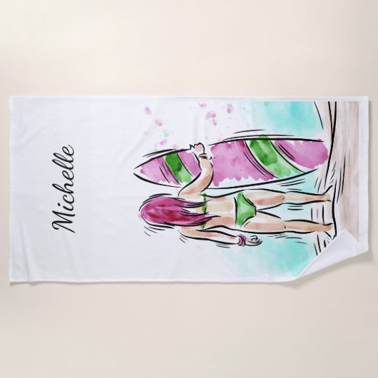 Serviette de plage nommée faite sur commande de (Devant)