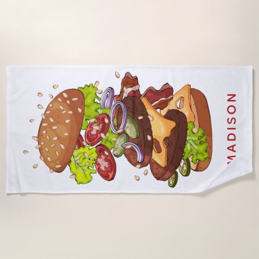 Serviette de plage nommée faite sur commande de (Devant)