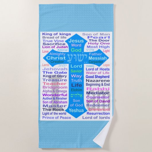 Serviette De Plage Noms de Dieu et de Jésus (Devant)