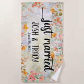 Serviette De Plage Noms personnalisés Mariés récemment (Devant)