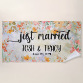 Serviette De Plage Noms Personnalisés Nouvellement Mariés (Devant)