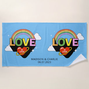 Serviette De Plage Noms personnalisés / Texte "L'amour est amour"