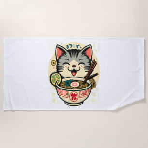 Serviette De Plage Noodle de chat japonais Anime ga Kawaii Chat