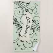 Serviette De Plage Notes de fantaisie Design de musique verte (Devant)