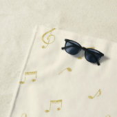 Serviette De Plage Notes de musique crème or (En situation)