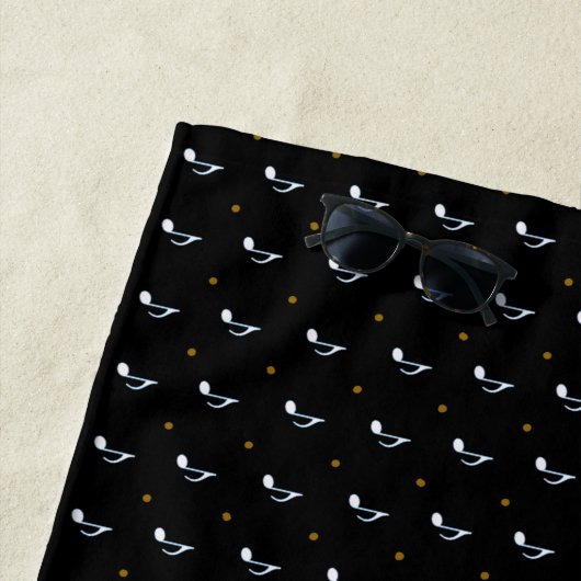 Serviette De Plage notes de musique en noir (En situation)