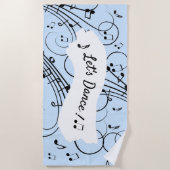 Serviette De Plage Notes de musique fantaisie Bleu (Devant)