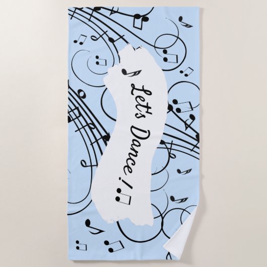 Serviette De Plage Notes de musique fantaisie Bleu (Devant)
