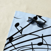 Serviette De Plage Notes de musique fantaisie Bleu (En situation)
