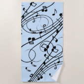 Serviette De Plage Notes de musique fantaisie Bleu (Devant)