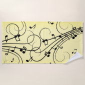 Serviette De Plage Notes de musique fantaisie jaune (Devant)