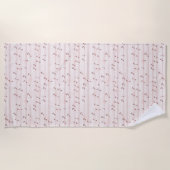 Serviette De Plage Notes de musique rose brun pâle (Devant)