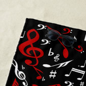 Serviette De Plage Notes musicales blanches et noires personnalisées (En situation)