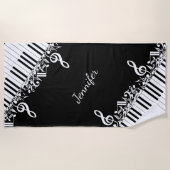 Serviette De Plage Notes musicales et clés brouillées personnalisées (Devant)
