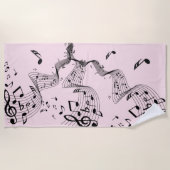 Serviette De Plage Notes musicales sur le rose (Devant)