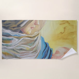Serviette De Plage Notre Dame du Silence tenant le bébé Jésus